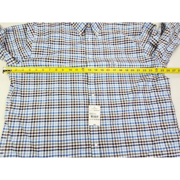 Stafford Regular Fit Size XL 17-17.5 32-33 Mens White Plum Blue Check Shirt NWT - Picture 3 of 10